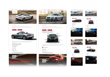 Jaguar e-mails Series of e-mails aimed at promoting various car models and encouraging perspective clients to explore the customisation and car viewing features on the Jaguar web site. Photoshop.
