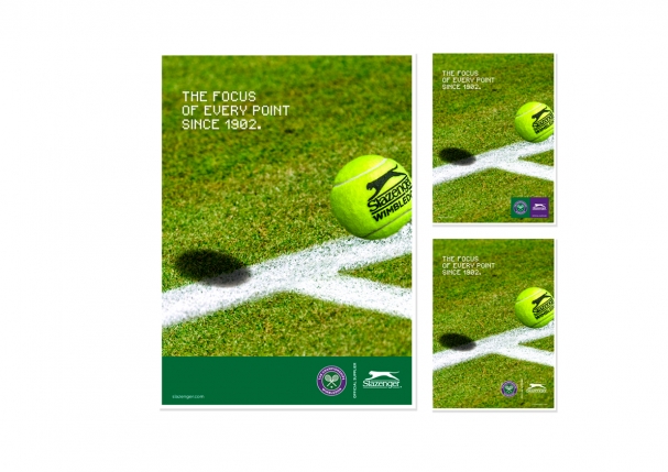 Slazenger’s Wimbledon campaign, designed to highlight the uniquerelationship that Slazenger has with the event. The key artwork is afabrication composed in Photoshop to make the viewer question if the ball is going to be in or out. This won ad campaign of the week in Retail Week.