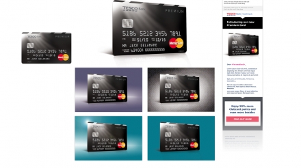 Tesco Premium card launch, the brief was to take the flat card artwork and produce a visual with a premium look and feel for use in web mail and other collateral. My main inspiration was to give the card a 3D feel using perspective and to light it in the styal of an apple product. Photoshop 4 hours.